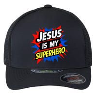 Jesus Is My Superhero Christian God Religious Comic Flexfit Unipanel Trucker Cap