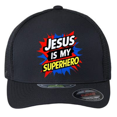 Jesus Is My Superhero Christian God Religious Comic Flexfit Unipanel Trucker Cap