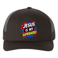 Jesus Is My Superhero Christian God Religious Comic Yupoong Adult 5-Panel Trucker Hat