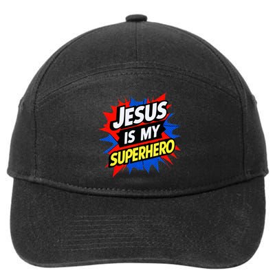 Jesus Is My Superhero Christian God Religious Comic 7-Panel Snapback Hat