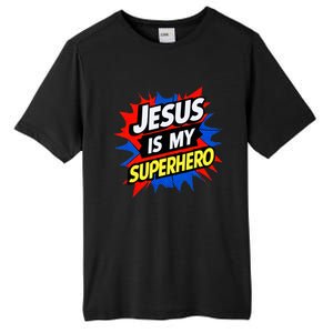 Jesus Is My Superhero Christian God Religious Comic Tall Fusion ChromaSoft Performance T-Shirt