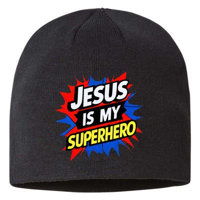 Jesus Is My Superhero Christian God Religious Comic Sustainable Beanie