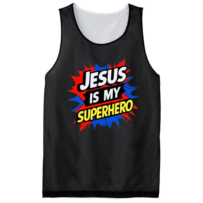 Jesus Is My Superhero Christian God Religious Comic Mesh Reversible Basketball Jersey Tank