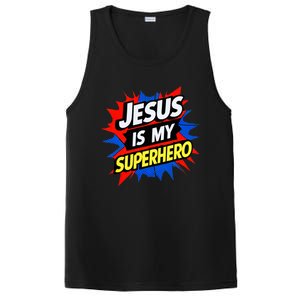 Jesus Is My Superhero Christian God Religious Comic PosiCharge Competitor Tank