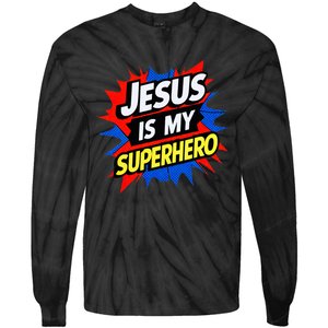 Jesus Is My Superhero Christian God Religious Comic Tie-Dye Long Sleeve Shirt