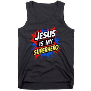 Jesus Is My Superhero Christian God Religious Comic Tank Top