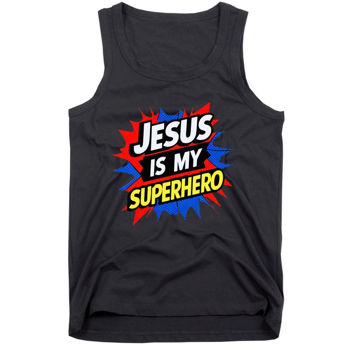 Jesus Is My Superhero Christian God Religious Comic Tank Top