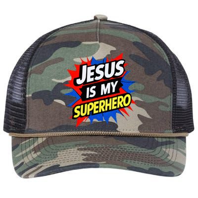 Jesus Is My Superhero Christian God Religious Comic Retro Rope Trucker Hat Cap