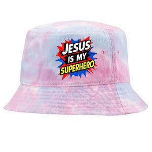 Jesus Is My Superhero Christian God Religious Comic Tie-Dyed Bucket Hat