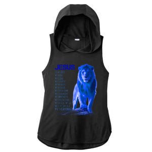 Jesus Is My Everything Quote Lion Christianity Ladies PosiCharge Tri-Blend Wicking Draft Hoodie Tank