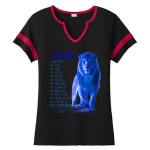 Jesus Is My Everything Quote Lion Christianity Ladies Halftime Notch Neck Tee