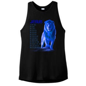 Jesus Is My Everything Quote Lion Christianity Ladies PosiCharge Tri-Blend Wicking Tank