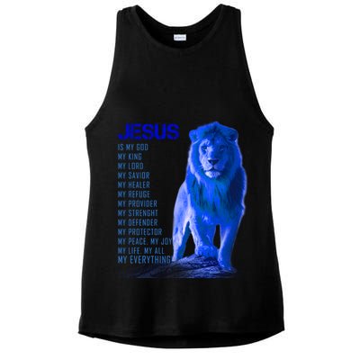Jesus Is My Everything Quote Lion Christianity Ladies PosiCharge Tri-Blend Wicking Tank