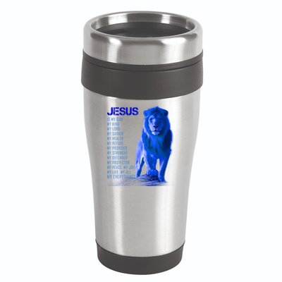 Jesus Is My Everything Quote Lion Christianity 16oz Travel Tumbler