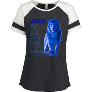 Jesus Is My Everything Quote Lion Christianity Enza Ladies Jersey Colorblock Tee