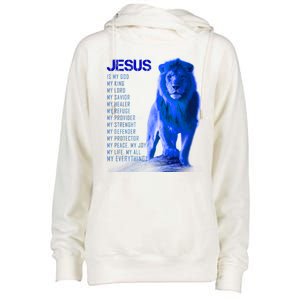 Jesus Is My Everything Quote Lion Christianity Womens Funnel Neck Pullover Hood