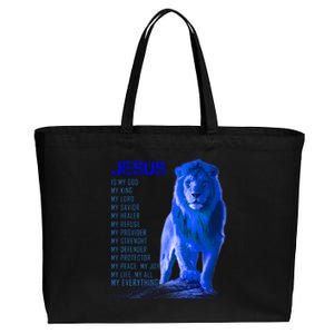 Jesus Is My Everything Quote Lion Christianity Cotton Canvas Jumbo Tote