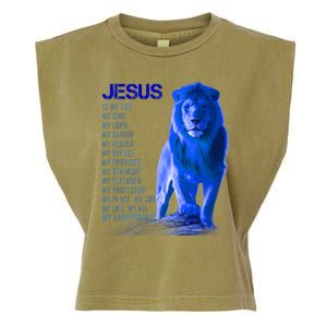 Jesus Is My Everything Quote Lion Christianity Garment-Dyed Women's Muscle Tee