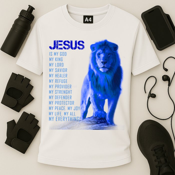 Jesus Is My Everything Quote Lion Christianity Cooling Performance Crew T-Shirt