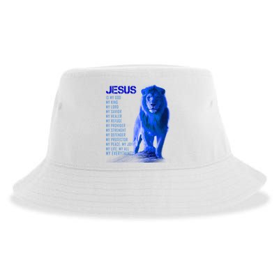 Jesus Is My Everything Quote Lion Christianity Sustainable Bucket Hat