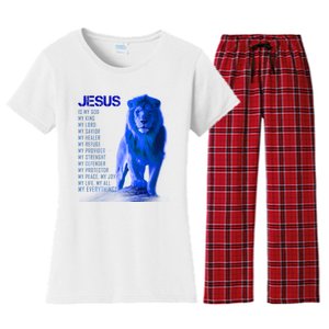 Jesus Is My Everything Quote Lion Christianity Women's Flannel Pajama Set