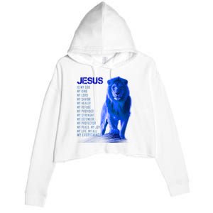 Jesus Is My Everything Quote Lion Christianity Crop Fleece Hoodie