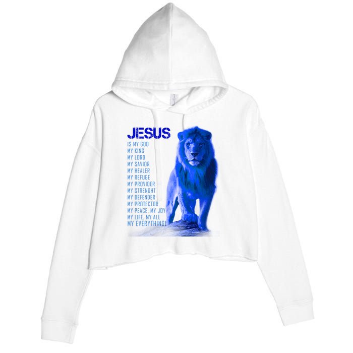 Jesus Is My Everything Quote Lion Christianity Crop Fleece Hoodie