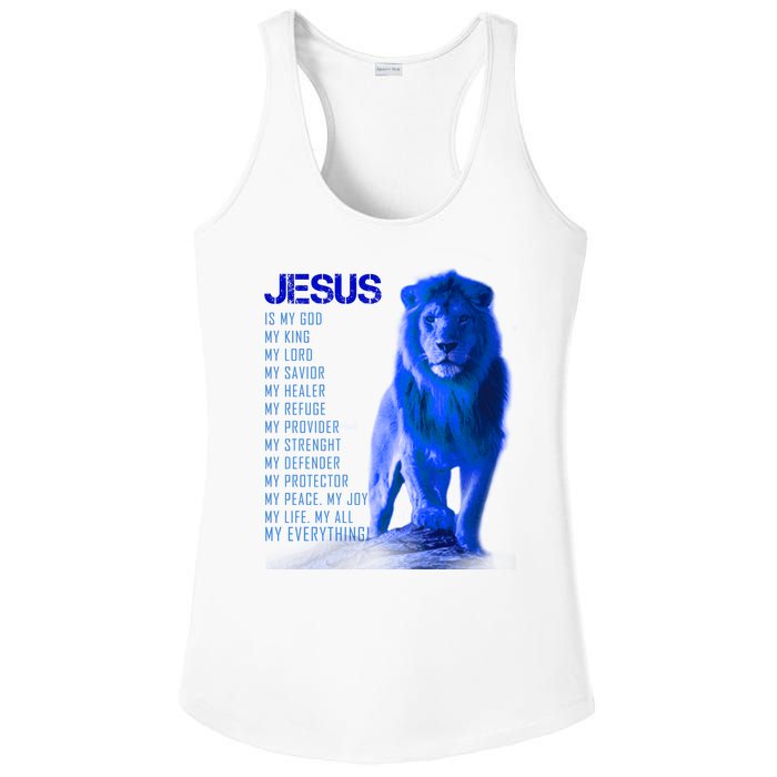 Jesus Is My Everything Quote Lion Christianity Ladies PosiCharge Competitor Racerback Tank