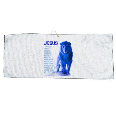 Jesus Is My Everything Quote Lion Christianity Large Microfiber Waffle Golf Towel