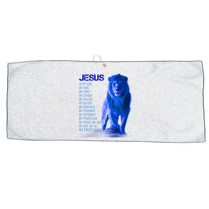 Jesus Is My Everything Quote Lion Christianity Large Microfiber Waffle Golf Towel