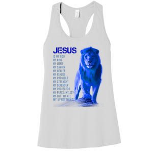 Jesus Is My Everything Quote Lion Christianity Women's Racerback Tank