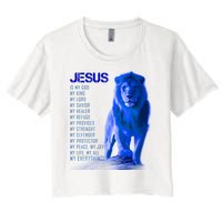 Jesus Is My Everything Quote Lion Christianity Women's Crop Top Tee