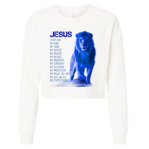 Jesus Is My Everything Quote Lion Christianity Cropped Pullover Crew