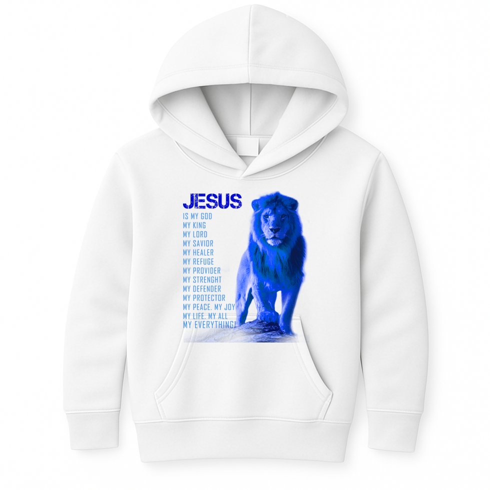 Jesus Is My Everything Quote Lion Christianity Kids Hoodie