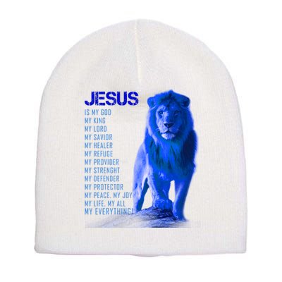Jesus Is My Everything Quote Lion Christianity Short Acrylic Beanie
