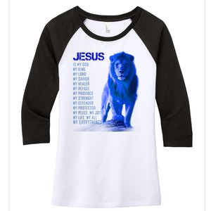 Jesus Is My Everything Quote Lion Christianity Women's Tri-Blend 3/4-Sleeve Raglan Shirt