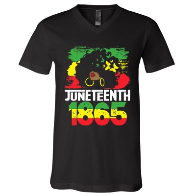 Juneteenth Is My Independence Day Black Wo Black Pride V-Neck T-Shirt