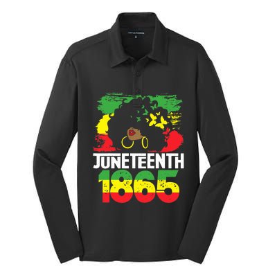 Juneteenth Is My Independence Day Black Wo Black Pride Silk Touch Performance Long Sleeve Polo