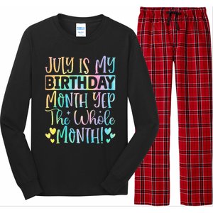 July Is My Birthday Yes The Whole Month Tie Die Long Sleeve Pajama Set