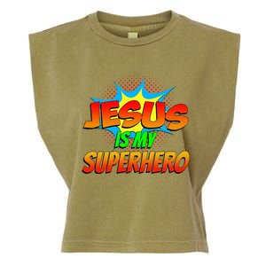 Jesus Is My Superhero Comic Book Christian Religious Easter Garment-Dyed Women's Muscle Tee