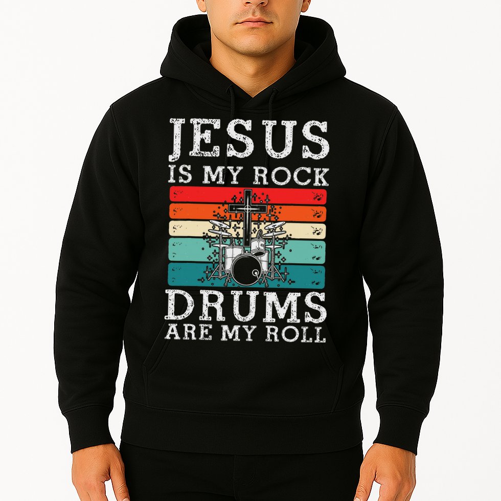 Jesus Is My Rock Drums Are My Roll Christian Drummer Hoodie