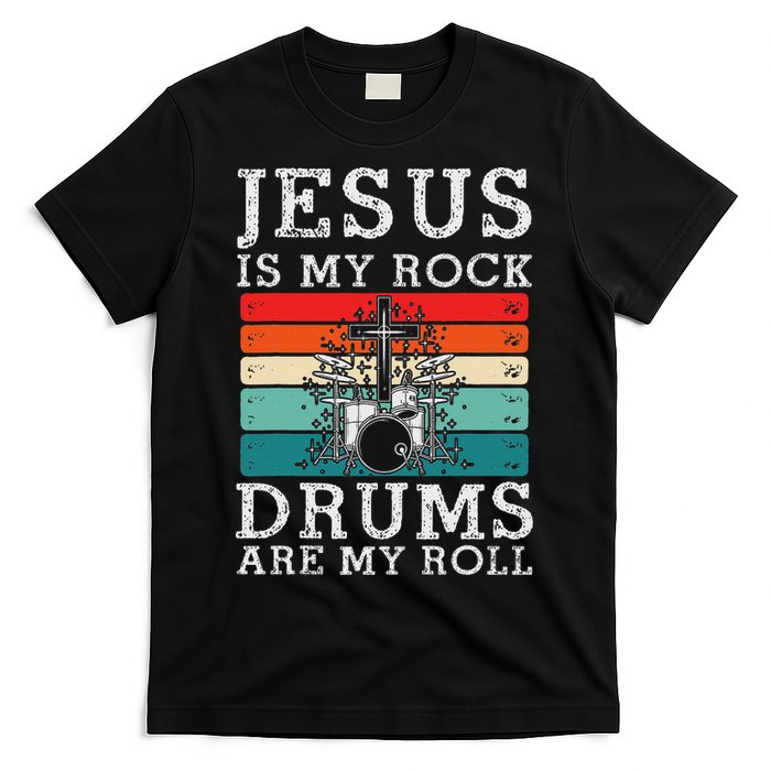 Jesus Is My Rock Drums Are My Roll Christian Drummer T-Shirt