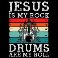 Jesus Is My Rock Drums Are My Roll Christian Drummer T-Shirt