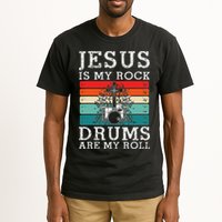 Jesus Is My Rock Drums Are My Roll Christian Drummer Tall T-Shirt