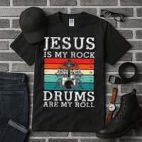 Jesus Is My Rock Drums Are My Roll Christian Drummer Tall T-Shirt