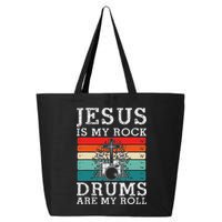 Jesus Is My Rock Drums Are My Roll Christian Drummer 25L Jumbo Tote