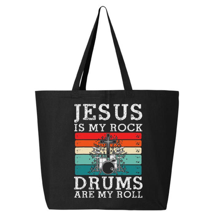 Jesus Is My Rock Drums Are My Roll Christian Drummer 25L Jumbo Tote