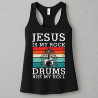 Jesus Is My Rock Drums Are My Roll Christian Drummer Womens Tank Top
