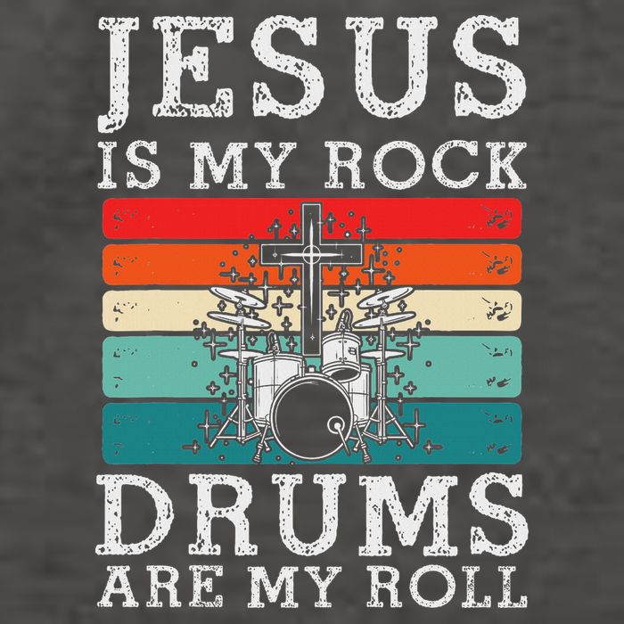 Jesus Is My Rock Drums Are My Roll Christian Drummer Vector Backpack