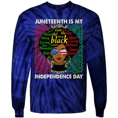 Juneteenth Is My Independence Day Black Women Afro Melanin Tie-Dye Long Sleeve Shirt